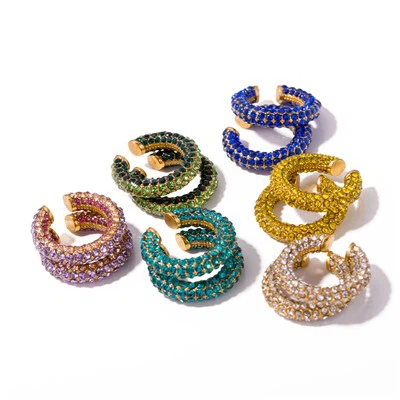 رنگین CZ Pave Hoops