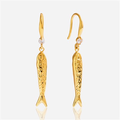 Hammered Fish Drop Earring