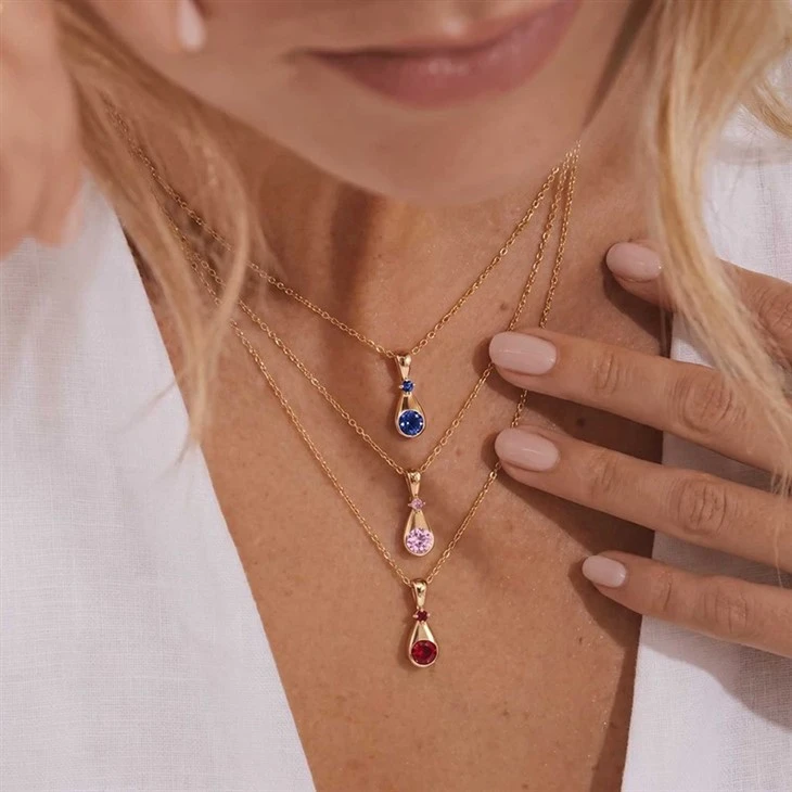Teardrop Birthstone Charm Necklace high quality