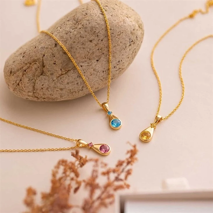 Teardrop Birthstone Charm Necklace factory